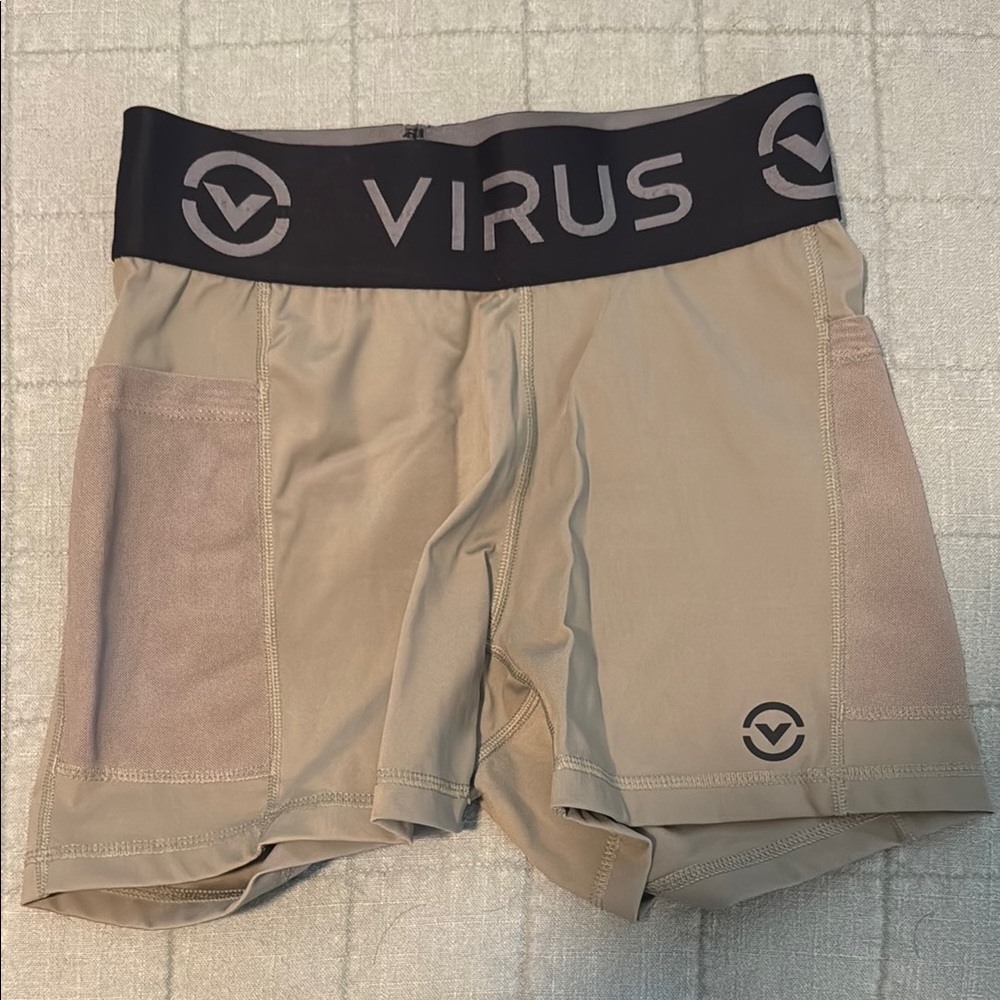 Virus Beige Performance Shorts with Black Waistband